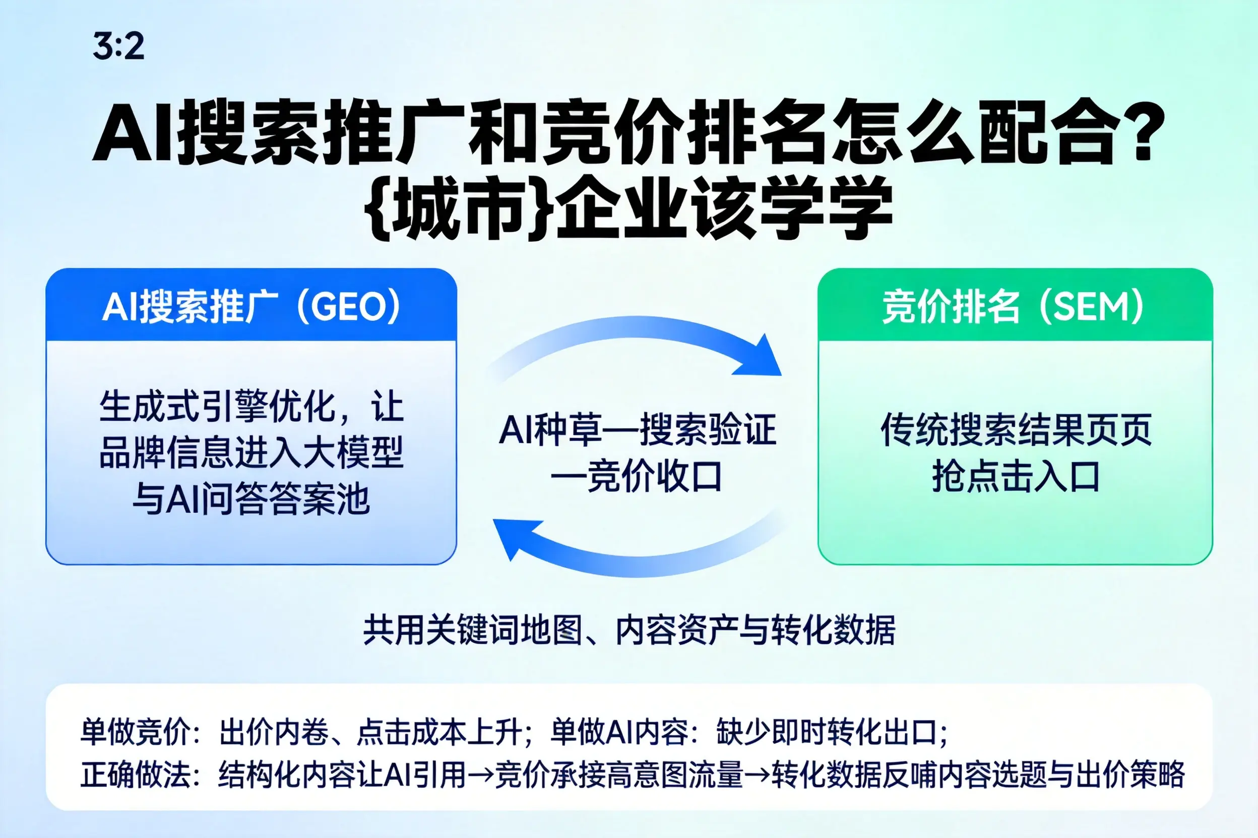 AI搜索推广和竞价排名怎么配合？孝感企业该学学