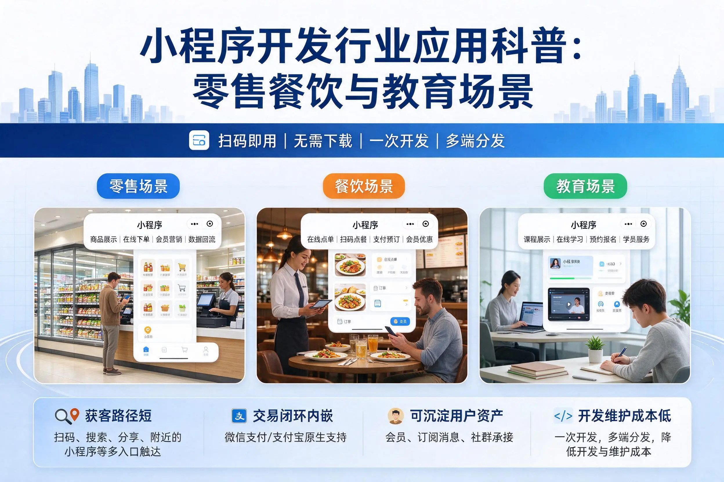 孝感小程序开发行业应用科普:零售餐饮与教育场景