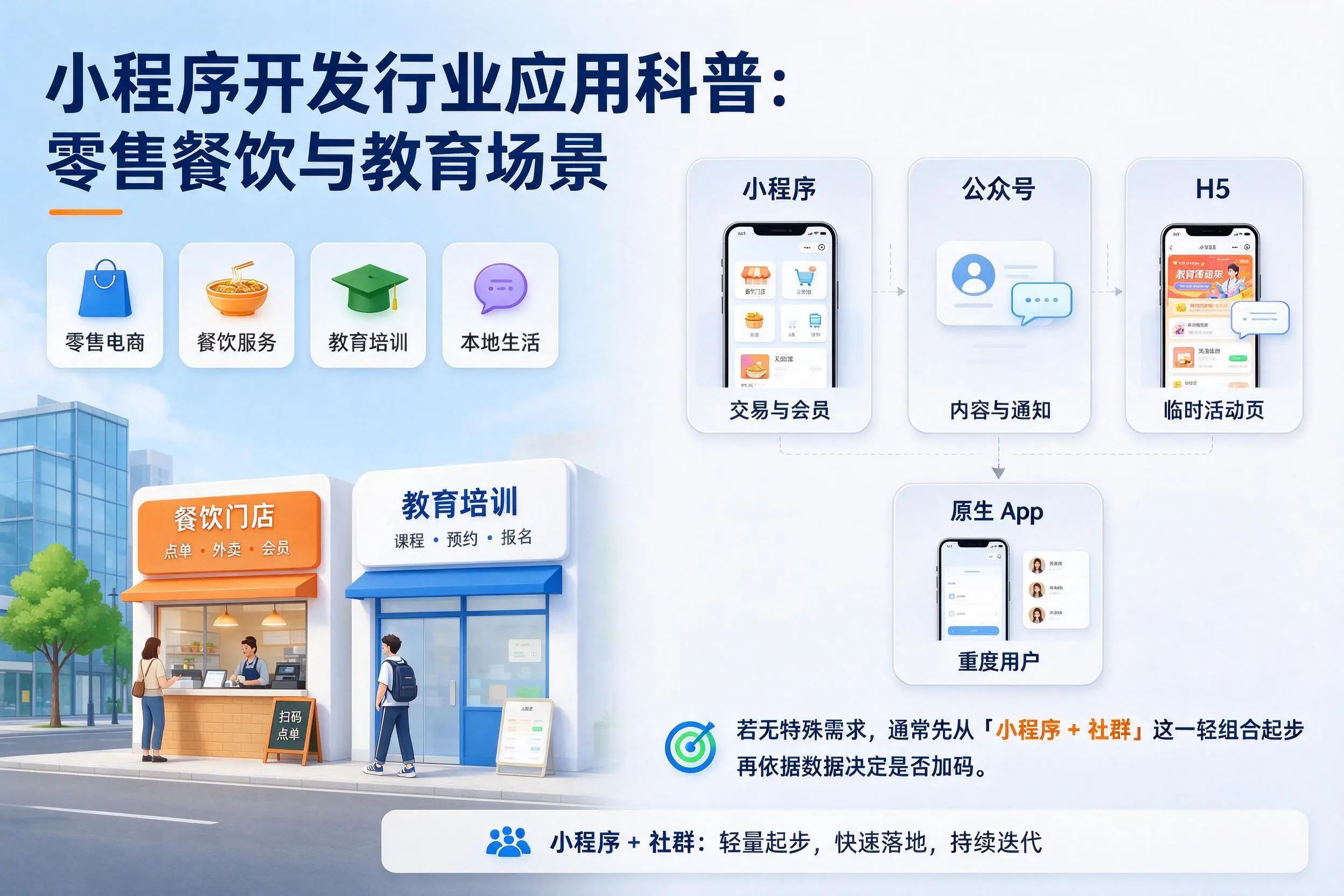 孝感小程序开发行业应用科普:零售餐饮与教育场景