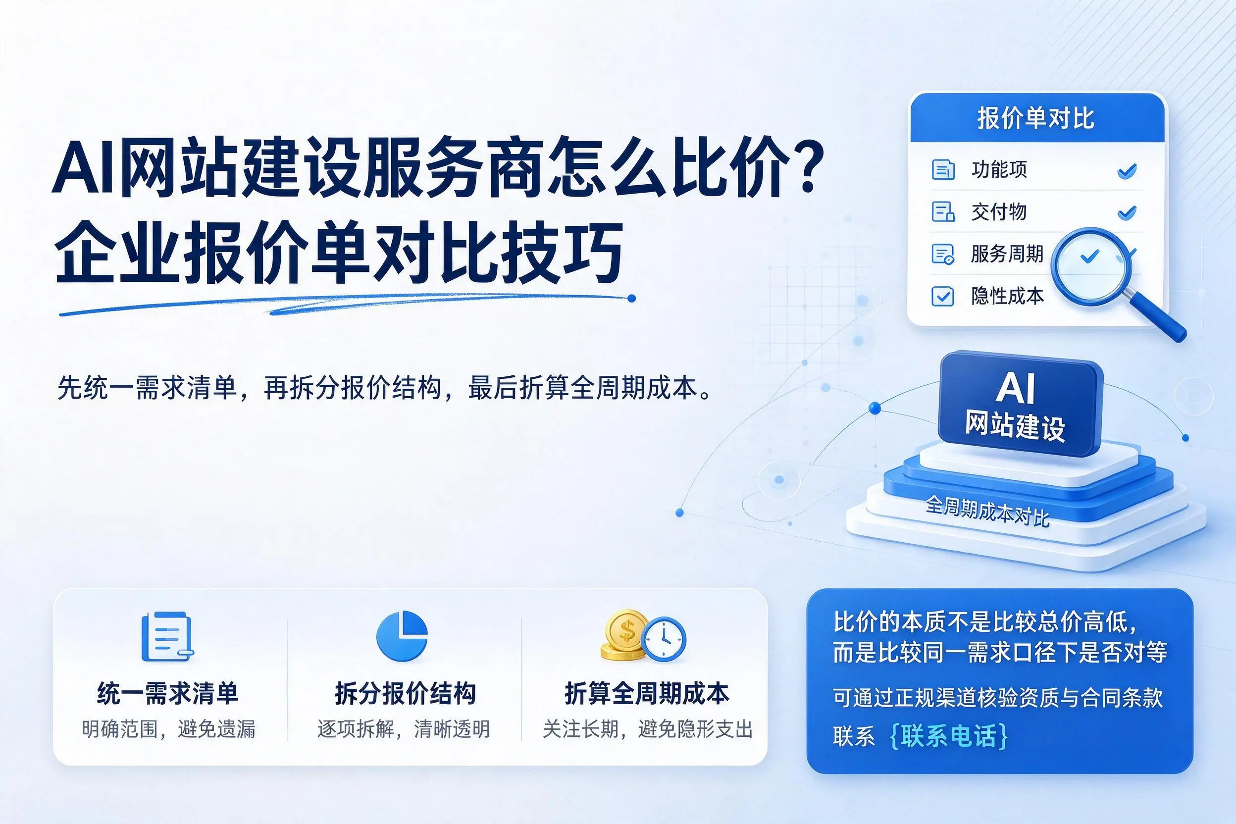 AI网站建设服务商怎么比价？孝感企业报价单对比技巧