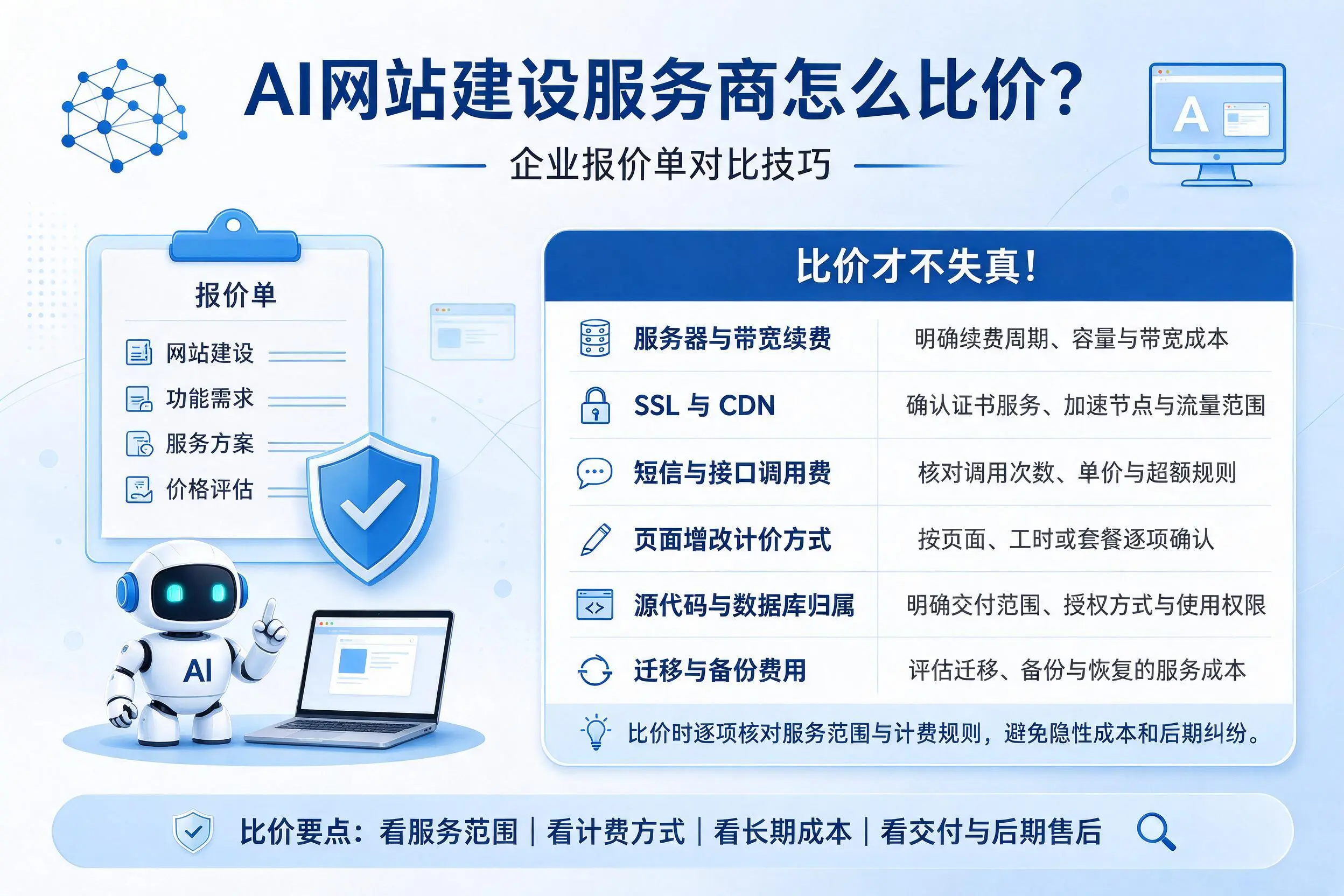 AI网站建设服务商怎么比价？孝感企业报价单对比技巧
