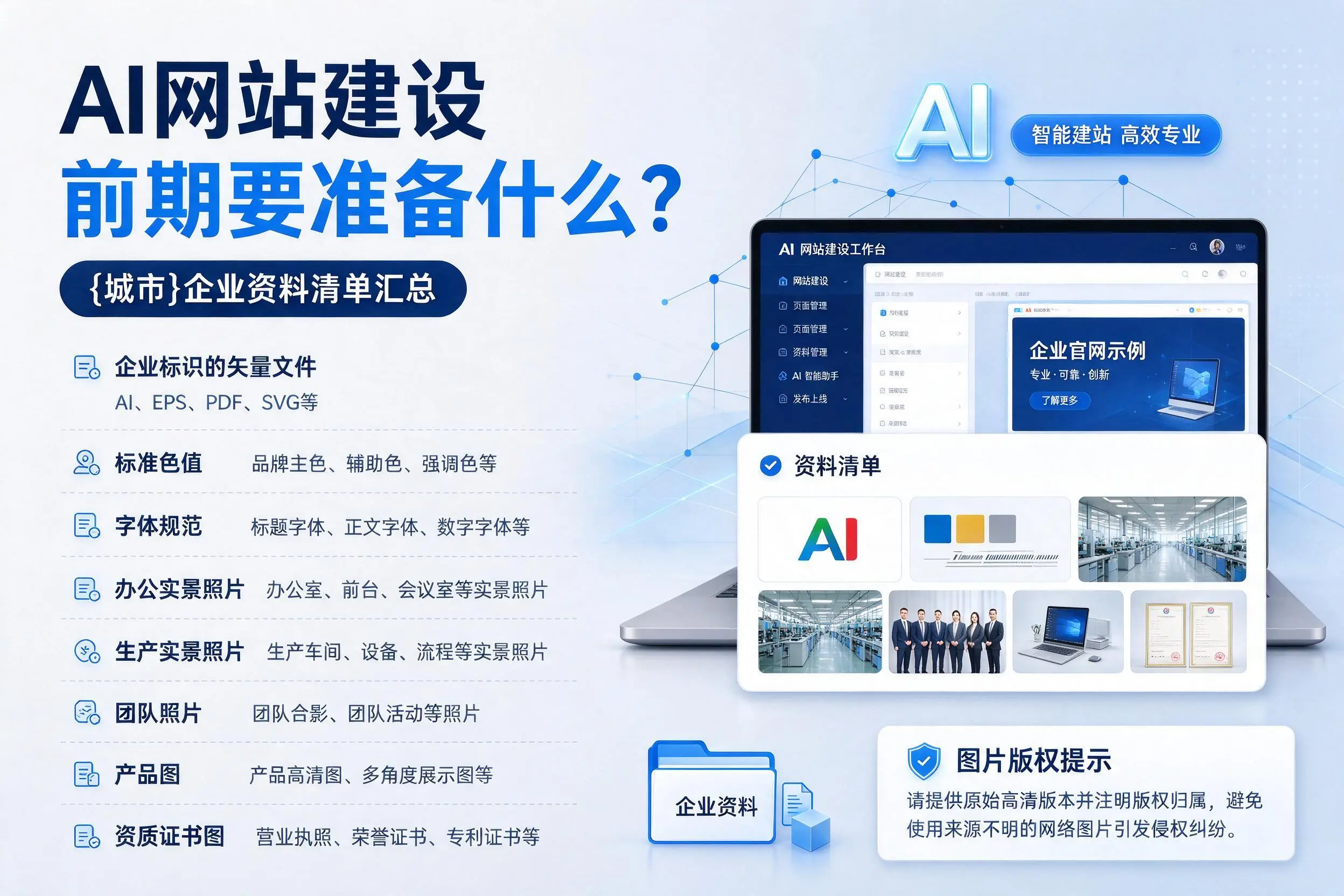 AI网站建设前期要准备什么?孝感企业资料清单汇总